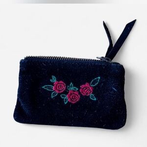 Vintage black suede small wallet  card holder